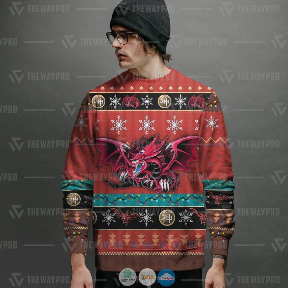 Anime Yu Gi Oh Slifer the Sky Dragon Christmas Sweater 1 2 3 4 5
