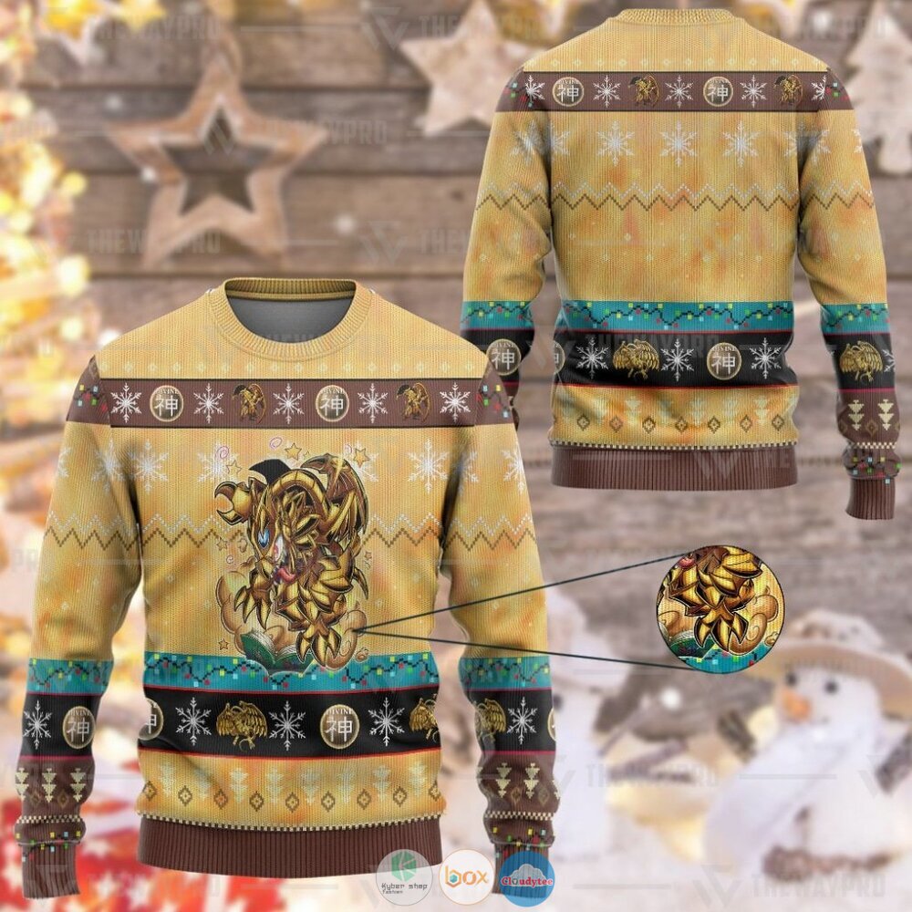 Yu Gi Oh The Winged Toon Of Ra Ugly Christmas Sweater 12 Anime Yu Gi Oh The Winged Toon Of Ra Christmas Sweater