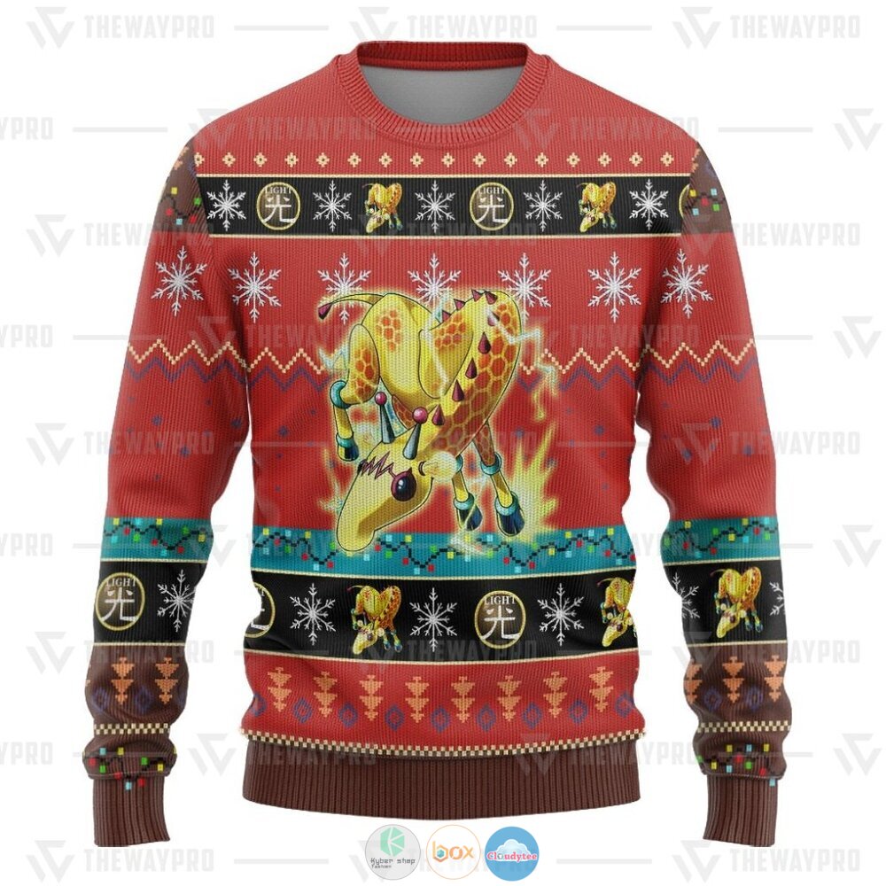 Yu Gi Oh Wattgiraffe Ugly Christmas Sweater 3 Anime Yu Gi Oh Wattgiraffe Christmas Sweater 1 2