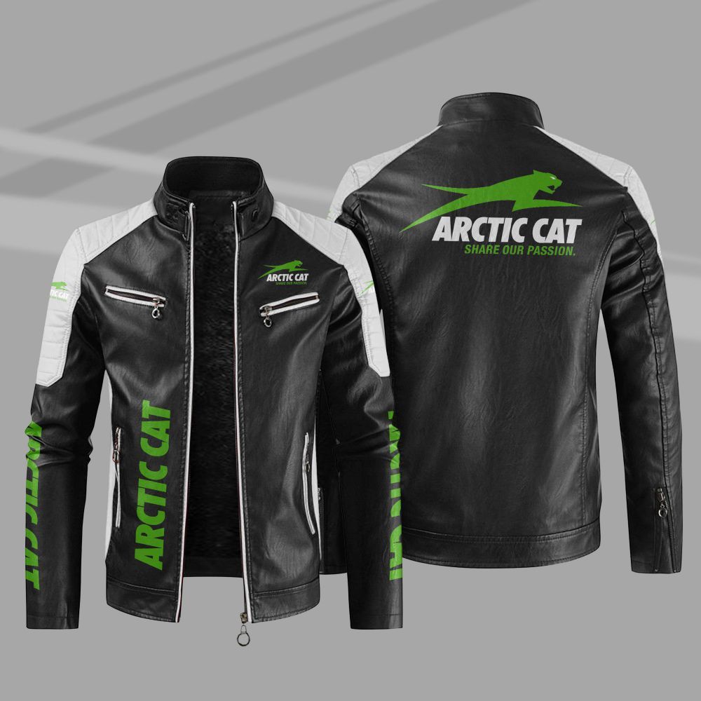 Arctic Cat Car Motor Block Leather Jacket