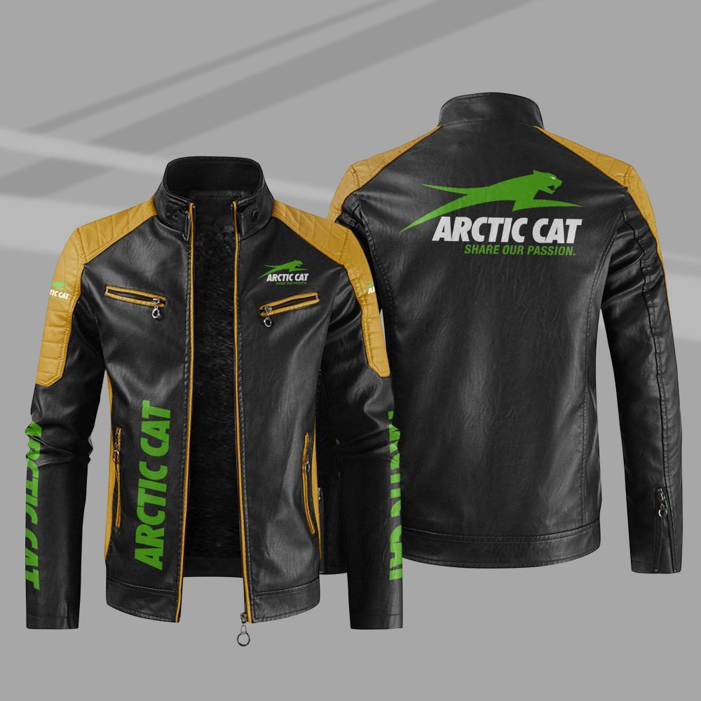 Arctic Cat Car Motor Block Leather Jacket 1
