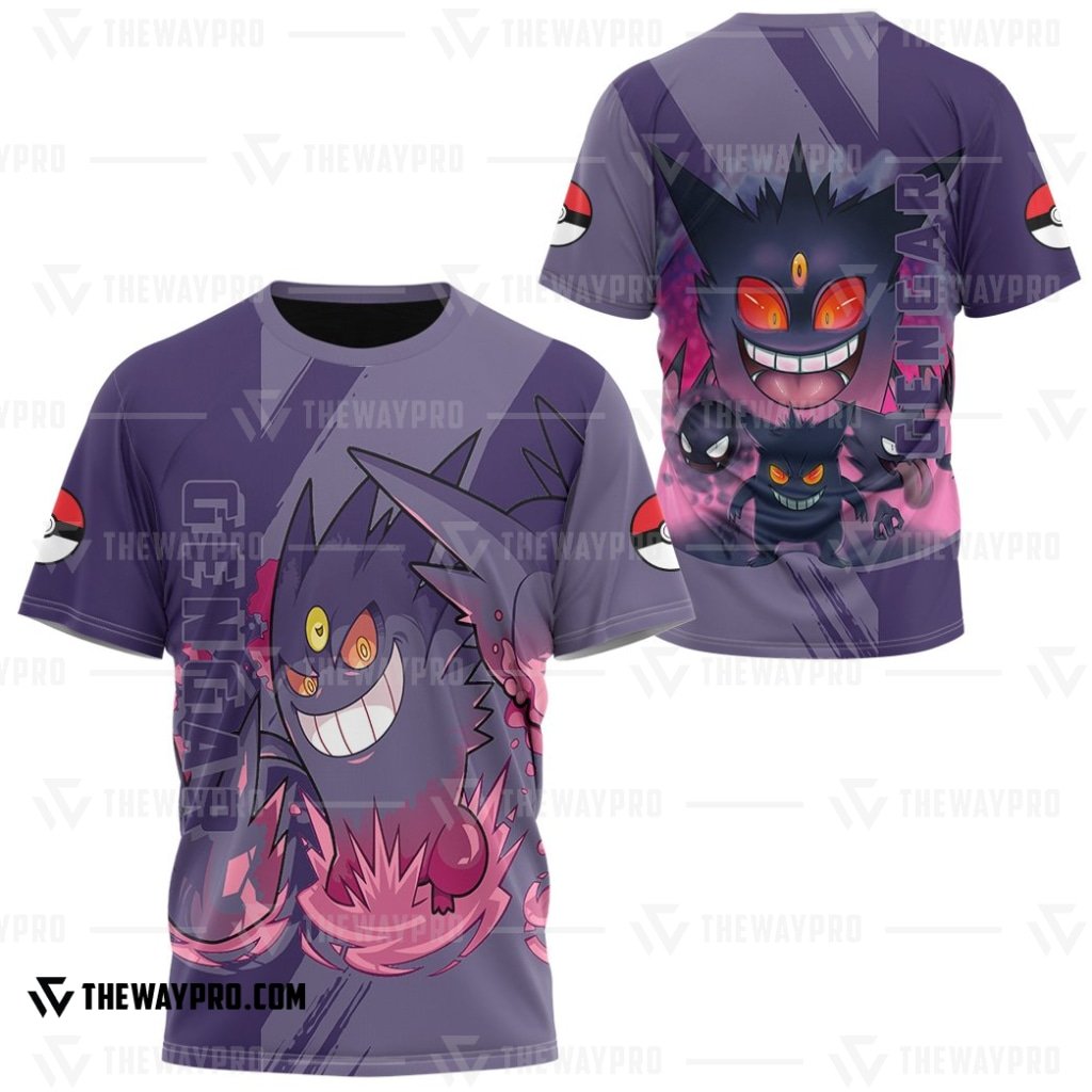 BEST Anime Pocket Monsters Gengar 3D T-Shirt 2 BEST Anime Pocket Monsters Gengar 3D T Shirt 1