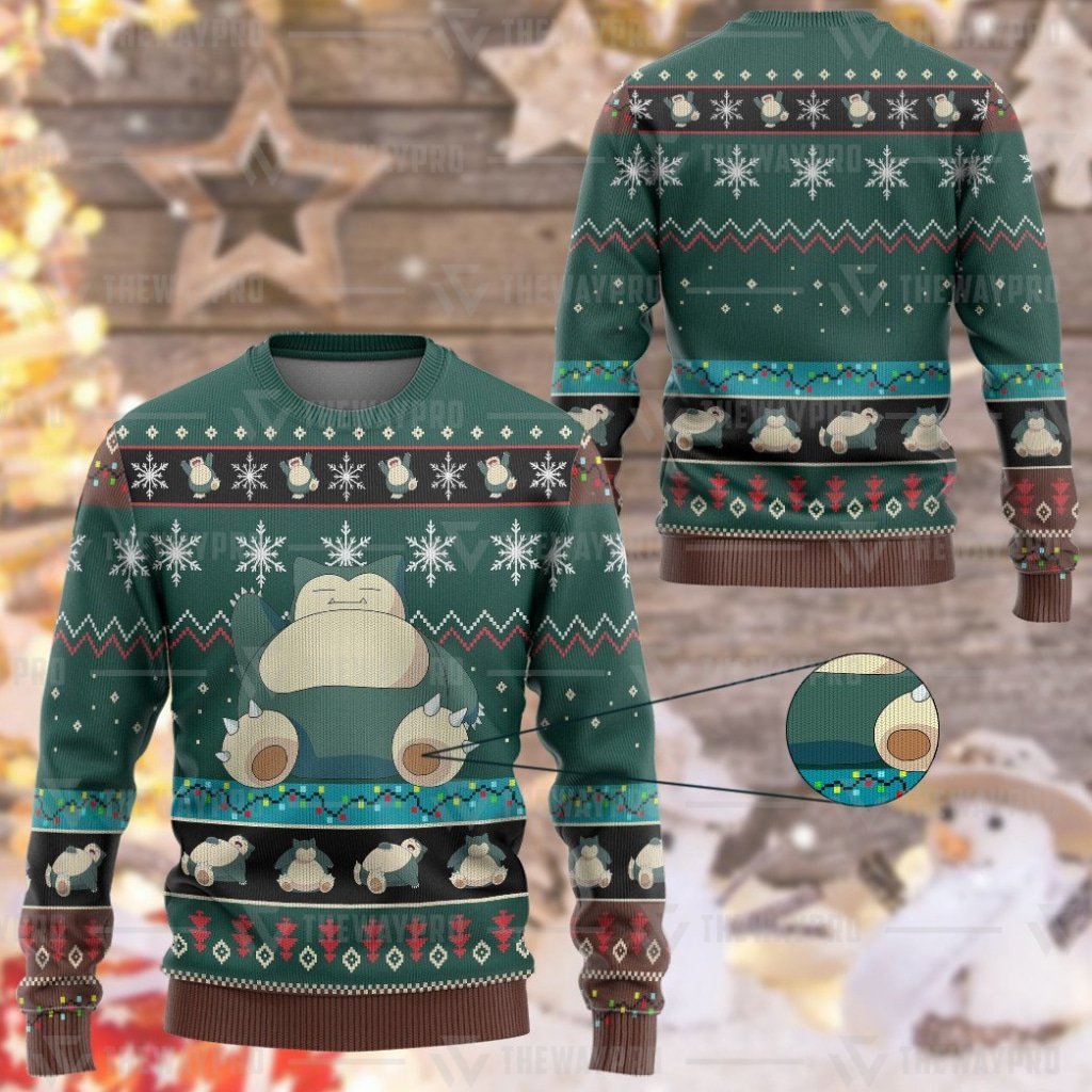 BEST Anime Pocket Monsters Snorlax Merry Christmas Sweater