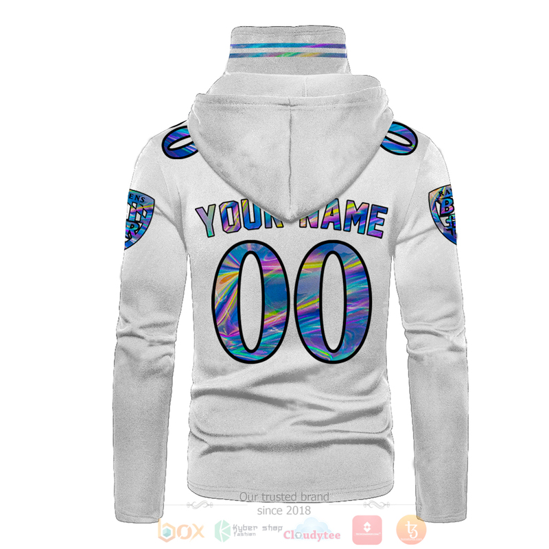 BEST NFL Personalized Baltimore Ravens White Hologram Custom 3D Hoodie Mask 1 2