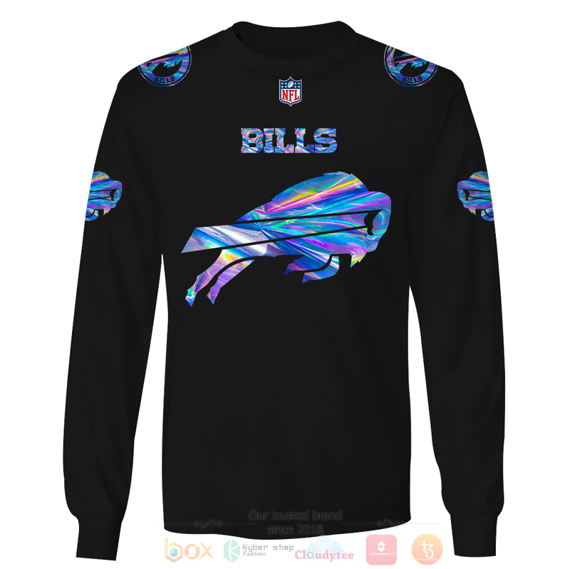 BEST NFL Personalized Buffalo Bills Black Hologram Color Custom 3D Hoodie Shirt 1 2 3 4