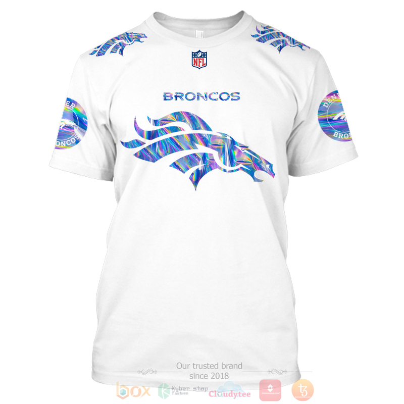 BEST NFL Personalized Denver Broncos White Hologram Color Custom 3D Hoodie Shirt 1 2 3 4 5 6
