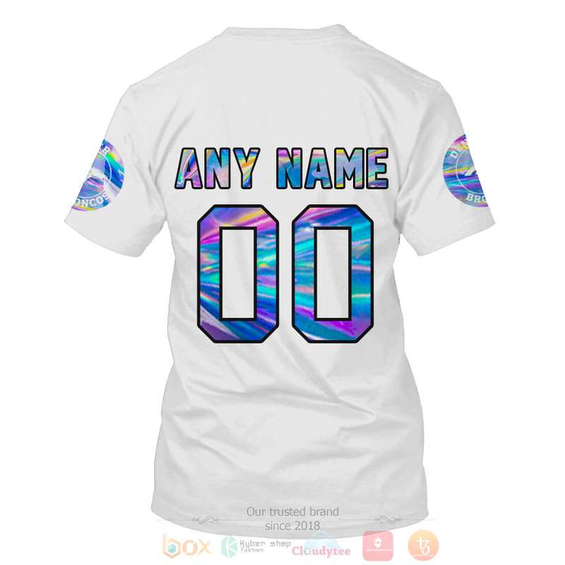 BEST NFL Personalized Denver Broncos White Hologram Color Custom 3D Hoodie Shirt 1 2 3 4 5 6 7