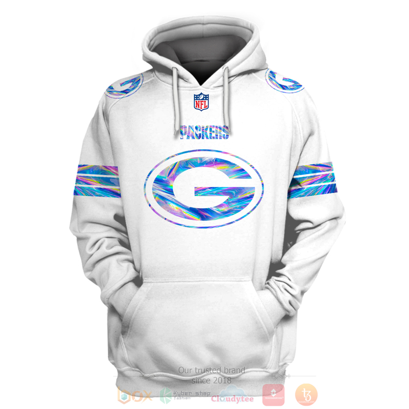 BEST NFL Personalized Green Bay Packers White Hologram Color Custom 3D Hoodie Shirt 1 2