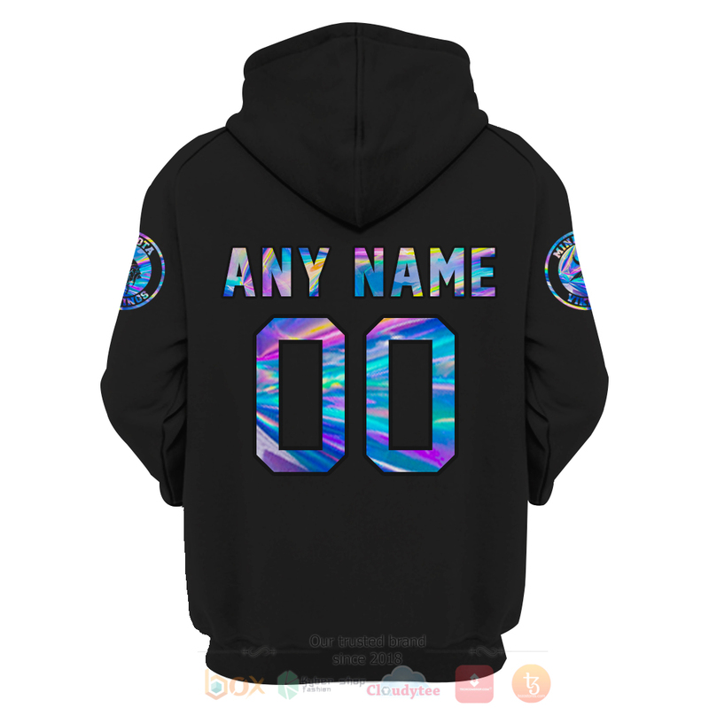BEST NFL Personalized Minnesota Vikings Black Hologram Color Custom 3D Hoodie Shirt 1 2 3