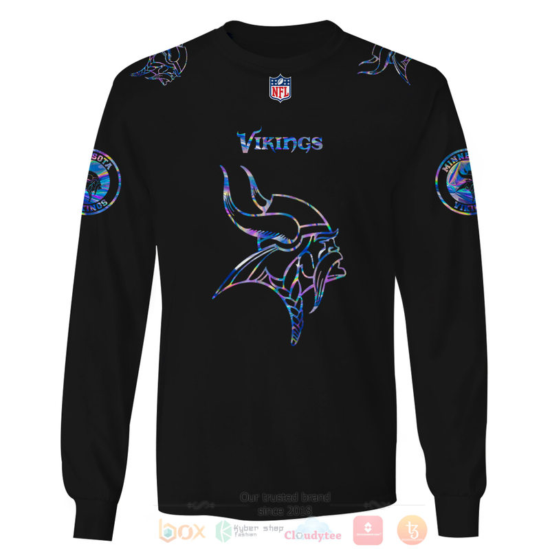 BEST NFL Personalized Minnesota Vikings Black Hologram Color Custom 3D Hoodie Shirt 1 2 3 4
