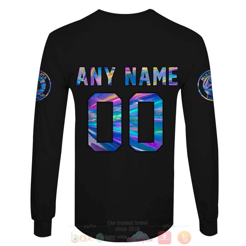 BEST NFL Personalized Minnesota Vikings Black Hologram Color Custom 3D Hoodie Shirt 1 2 3 4 5