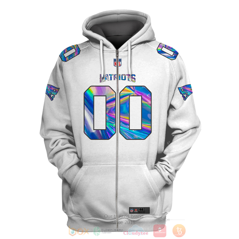 BEST NFL Personalized New England Patriots Football Team White, Hologram Color Custom 3D Hoodie, Shirt 2 BEST NFL Personalized New England Patriots Football Team White Hologram Color Custom 3D Hoodie Shirt 1