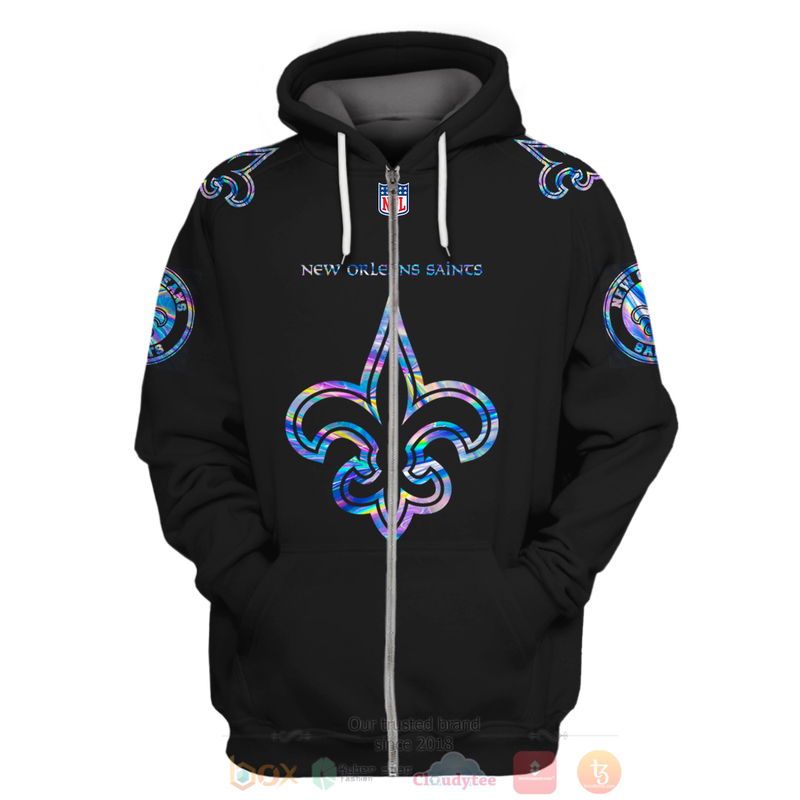 BEST NFL Personalized New Orleans Saints Black, Hologram Color Custom 3D Hoodie, Shirt 2 BEST NFL Personalized New Orleans Saints Black Hologram Color Custom 3D Hoodie Shirt 1