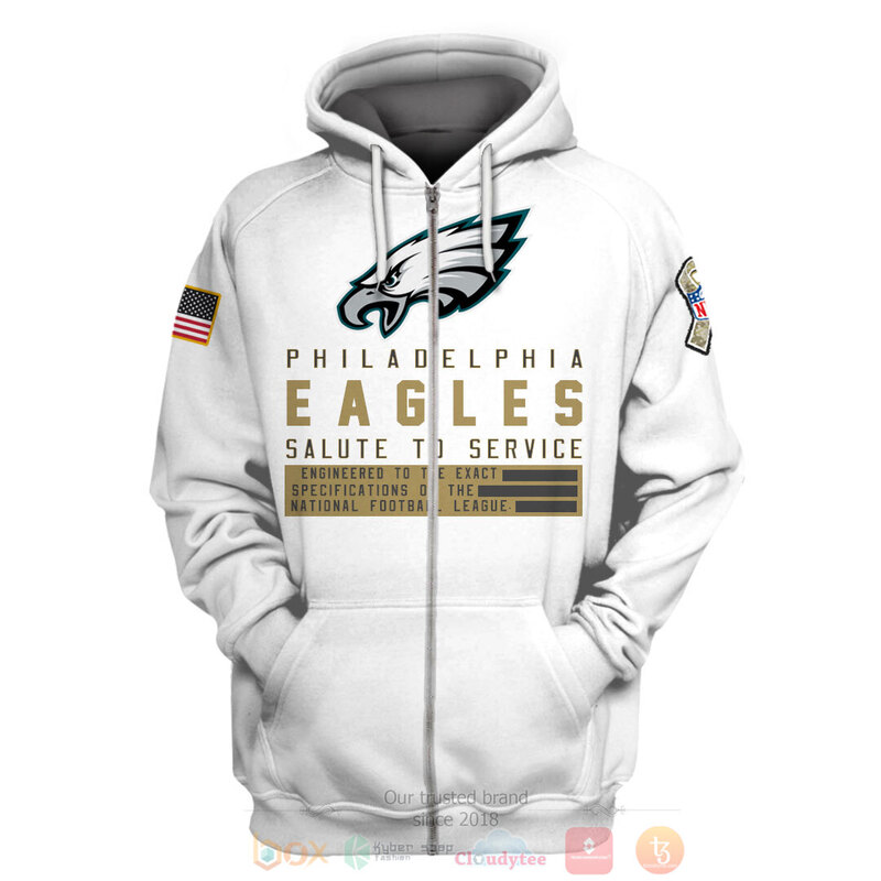 BEST NFL Personalized Philadelphia Eagles Salute To Service White Custom 3D  Hoodie, Shirt • Kybershop