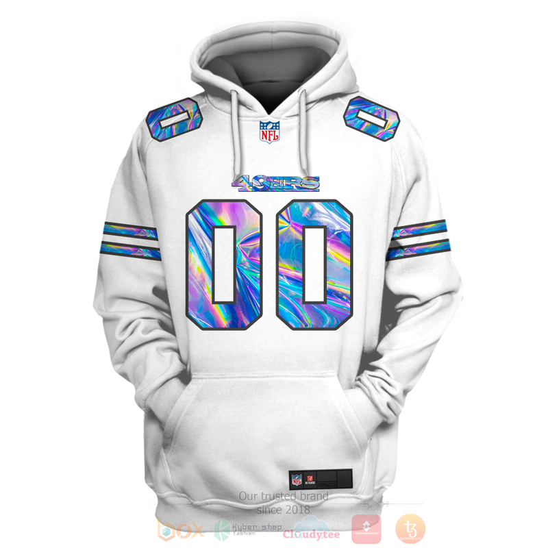 BEST NFL Personalized San Francisco 49ers Football Team White, Hologram Color Custom 3D Hoodie, Shirt 3 BEST NFL Personalized San Francisco 49ers Football Team White Hologram Color Custom 3D Hoodie Shirt 1 2