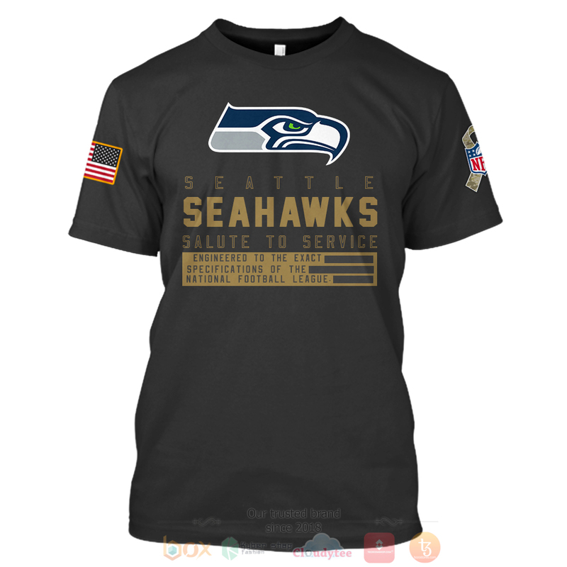 BEST NFL Personalized Seattle Seahawks Salute To Service Black Custom 3D Hoodie Shirt 1 2 3 4 5 6