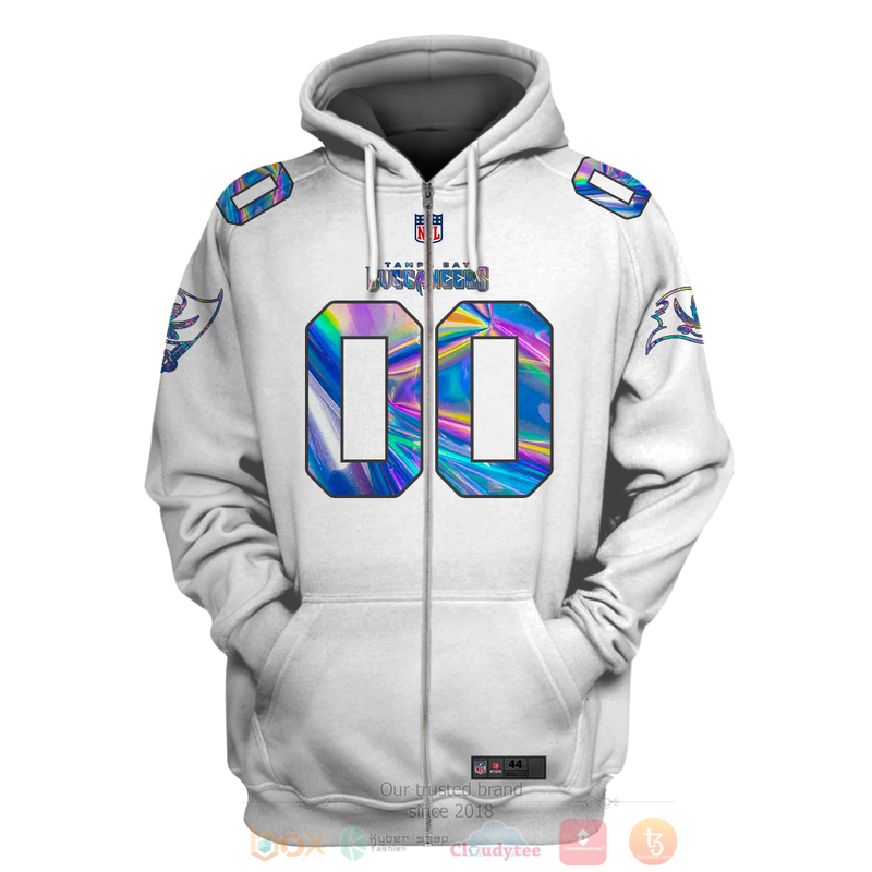 BEST NFL Personalized Tampa Bay Buccaneers Football Team White, Hologram Color Custom 3D Hoodie, Shirt 2 BEST NFL Personalized Tampa Bay Buccaneers Football Team White Hologram Color Custom 3D Hoodie Shirt 1