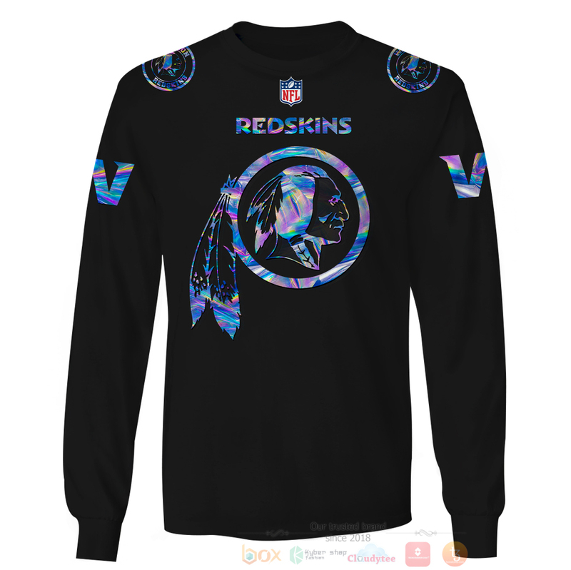 BEST NFL Personalized Washington Redskins Black Hologram Color Custom 3D Hoodie Shirt 1 2 3 4