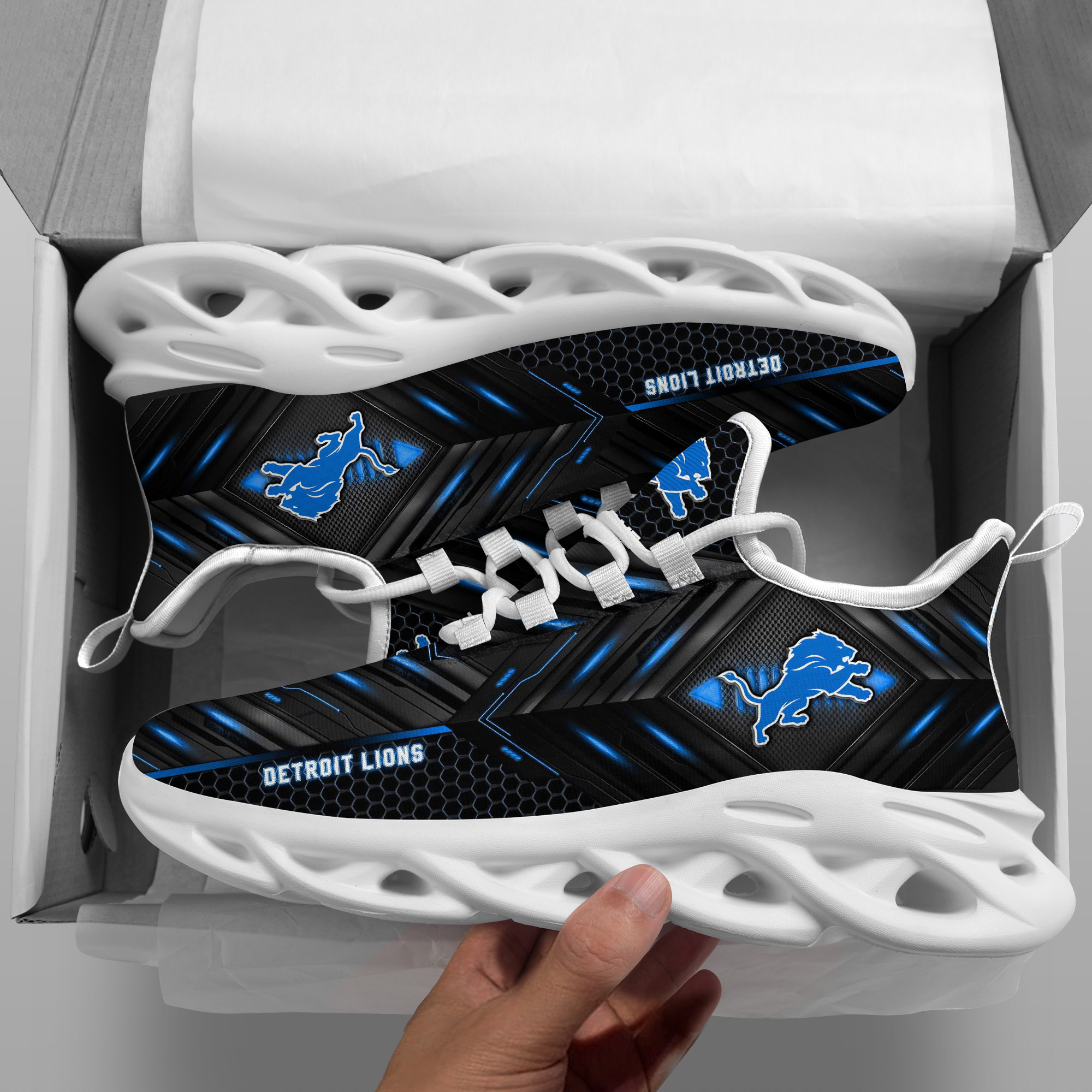BEST National Football League Detroit Lions Custom Name Clunky Sneakers