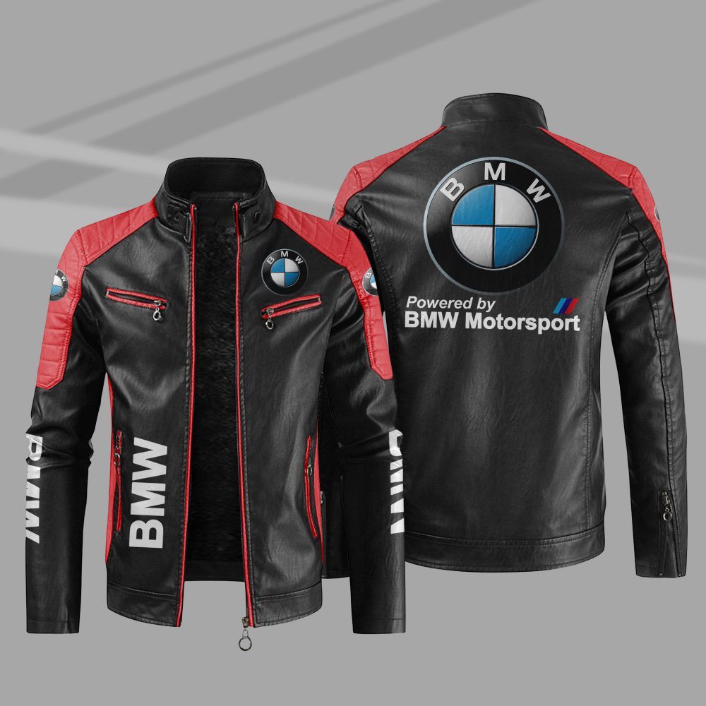 BMW Powered By Motorsport Car Motor Block Leather Jacket 1 2 3