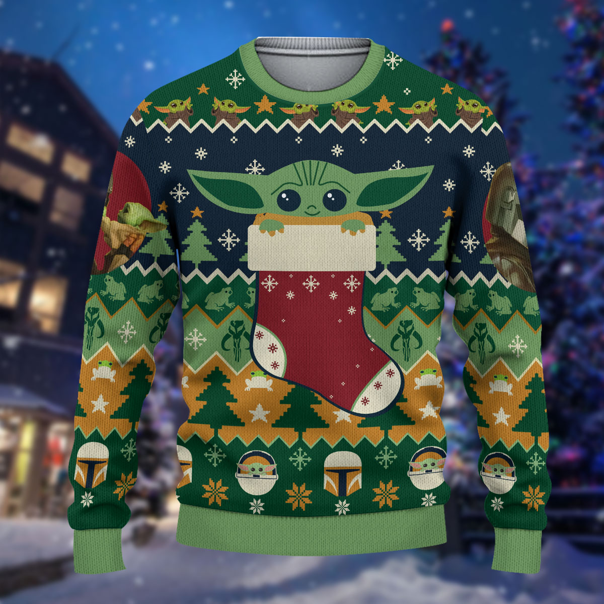 HOT Baby Yoda in Sock Sweater 2 Baby Yoda in Sock 3D All Over Printed Ugly Sweater 1