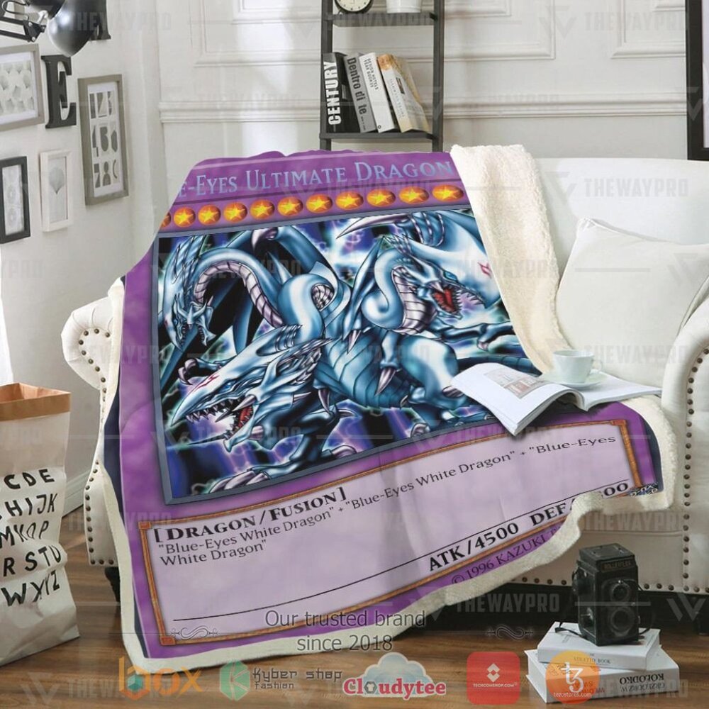 HOT Blue-Eyes Ultimate White Dragon Soft Blanket 6 Blue Eyes Ultimate White Dragon Custom Soft Blanket