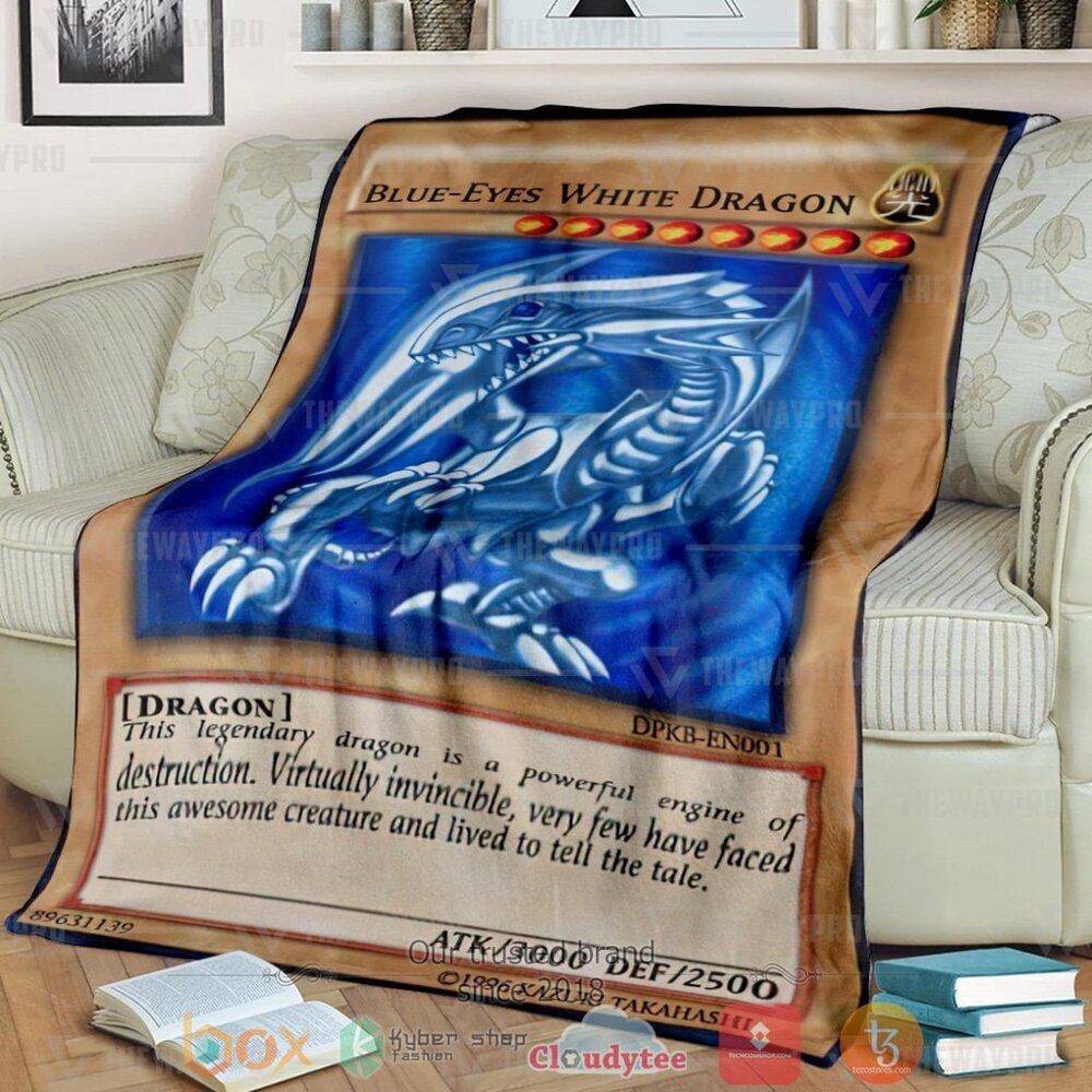 HOT Blue Eyes White Dragon Card Soft Blanket 1 Blue Eyes White Dragon Card Custom Soft Blanket
