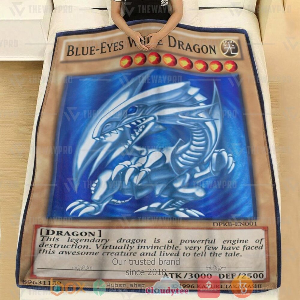 HOT Blue Eyes White Dragon Card Soft Blanket 2 Blue Eyes White Dragon Card Custom Soft Blanket 1