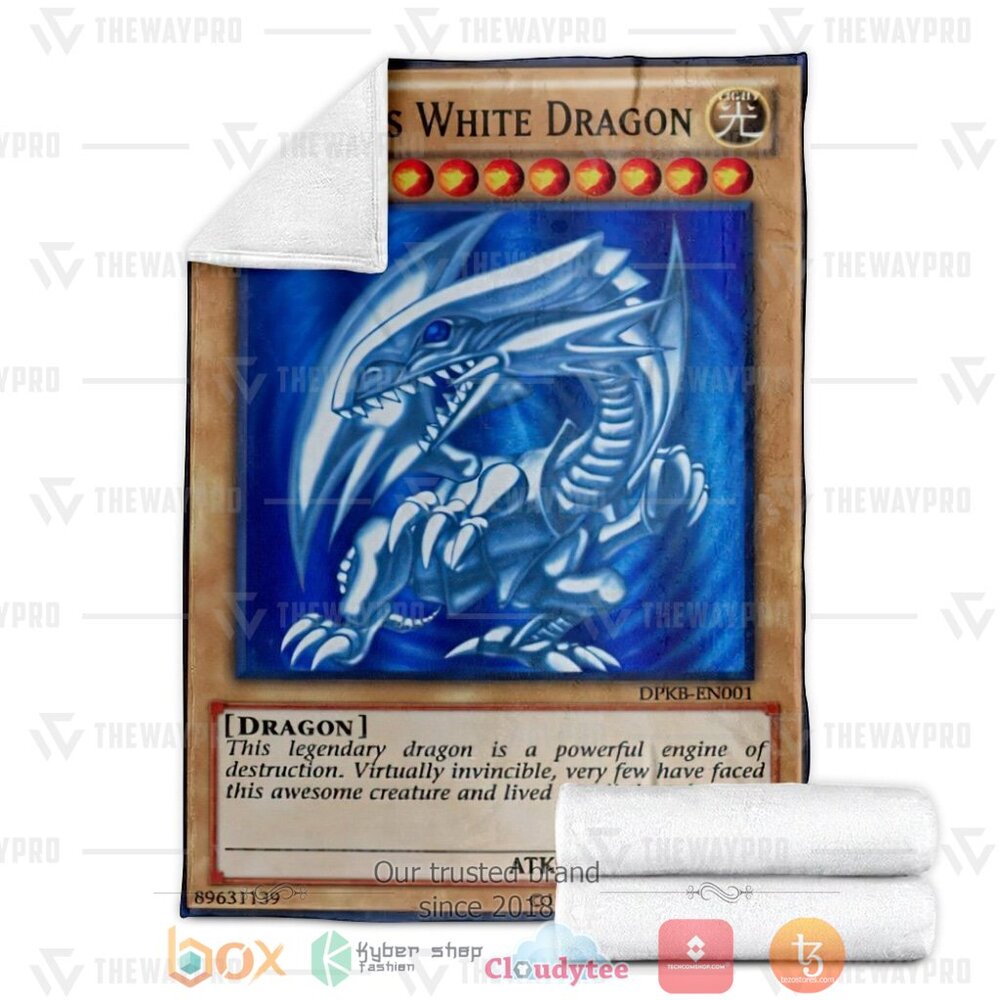 HOT Blue Eyes White Dragon Card Soft Blanket 3 Blue Eyes White Dragon Card Custom Soft Blanket 1 2