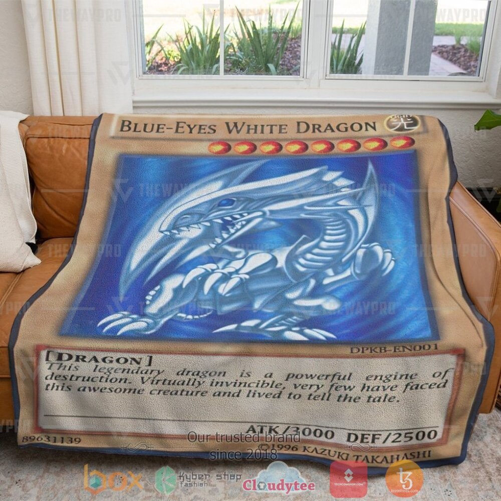 HOT Blue Eyes White Dragon Card Soft Blanket 4 Blue Eyes White Dragon Card Custom Soft Blanket 1 2 3