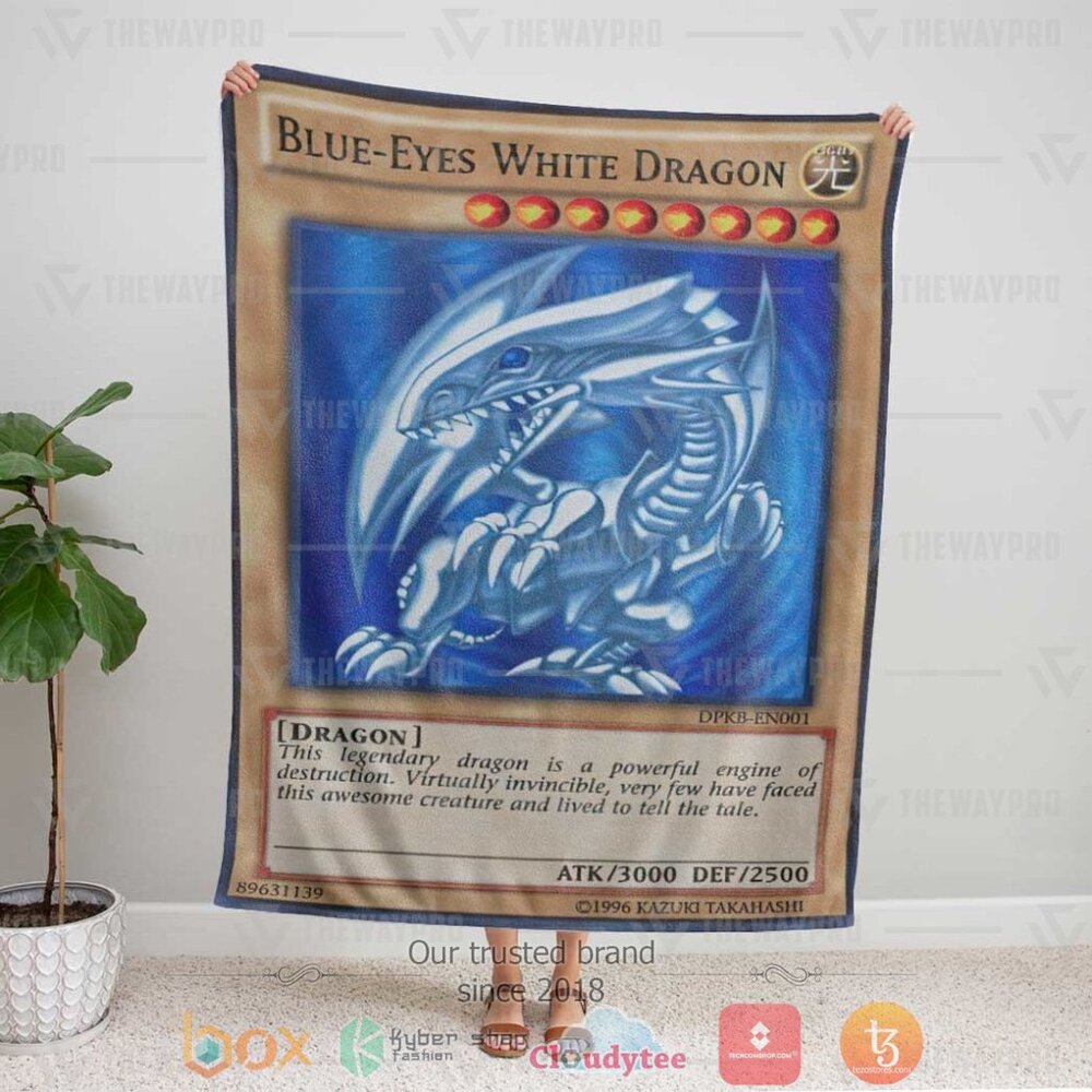 HOT Blue Eyes White Dragon Card Soft Blanket 6 Blue Eyes White Dragon Card Custom Soft Blanket 1 2 3 4 5