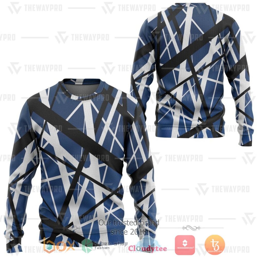 NEW Blue Frankenstrats String Merry Christmas Sweater 3 Blue Frankenstrats String Ugly Christmas Sweater 1 2