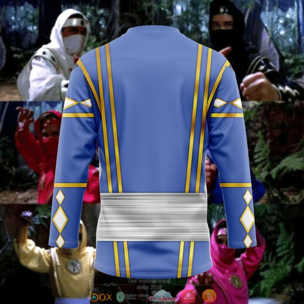 Blue Wolf Ninja Mighty Morphin Power Rangers hockey jersey 1 2 3