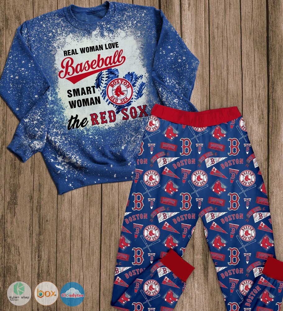 Boston Red Sox Real woman love Baseball long sleeves Pajamas Set