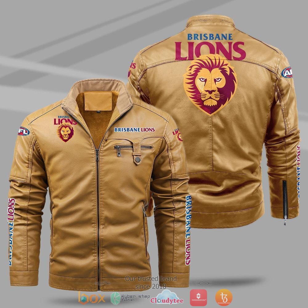 Brisbane Lions Fleece leather jacket 1