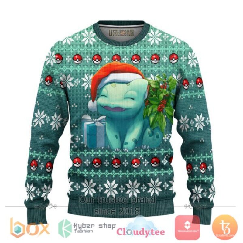 NEW Bulbasaur Pokemon Anime Xmas Sweater 3 Bulbasaur Pokemon Anime Christmas Sweater 1 2