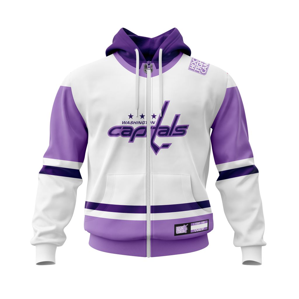 BEST Washington Capitals Fight Cancer Personalized All Over Print 3D Hoodie, Zip Hoodie 2 CUSTOM NHLCANCELCapitals211109 000 hoodie zip front