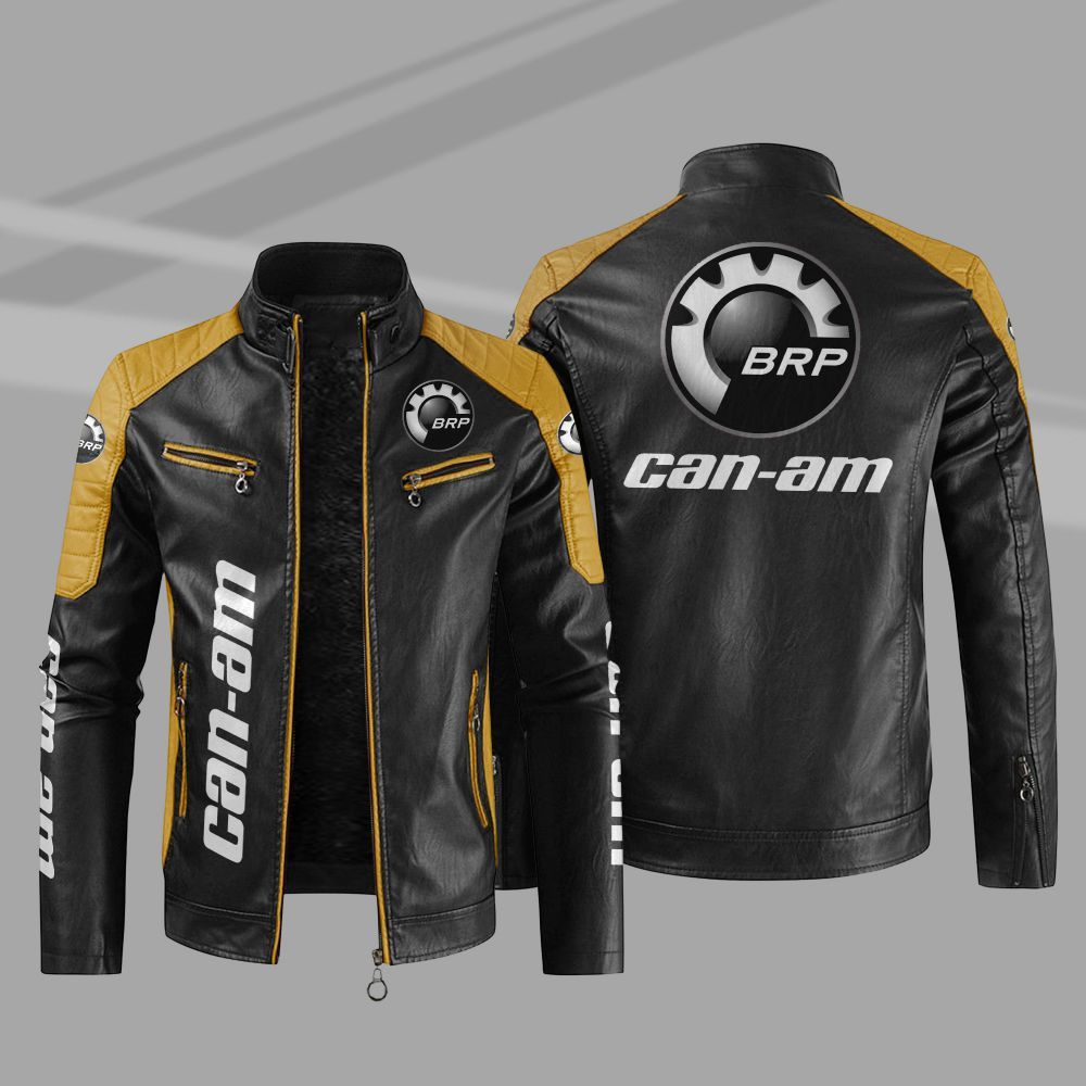 Can Am Motorcycles Car Motor Block Leather Jacket 1