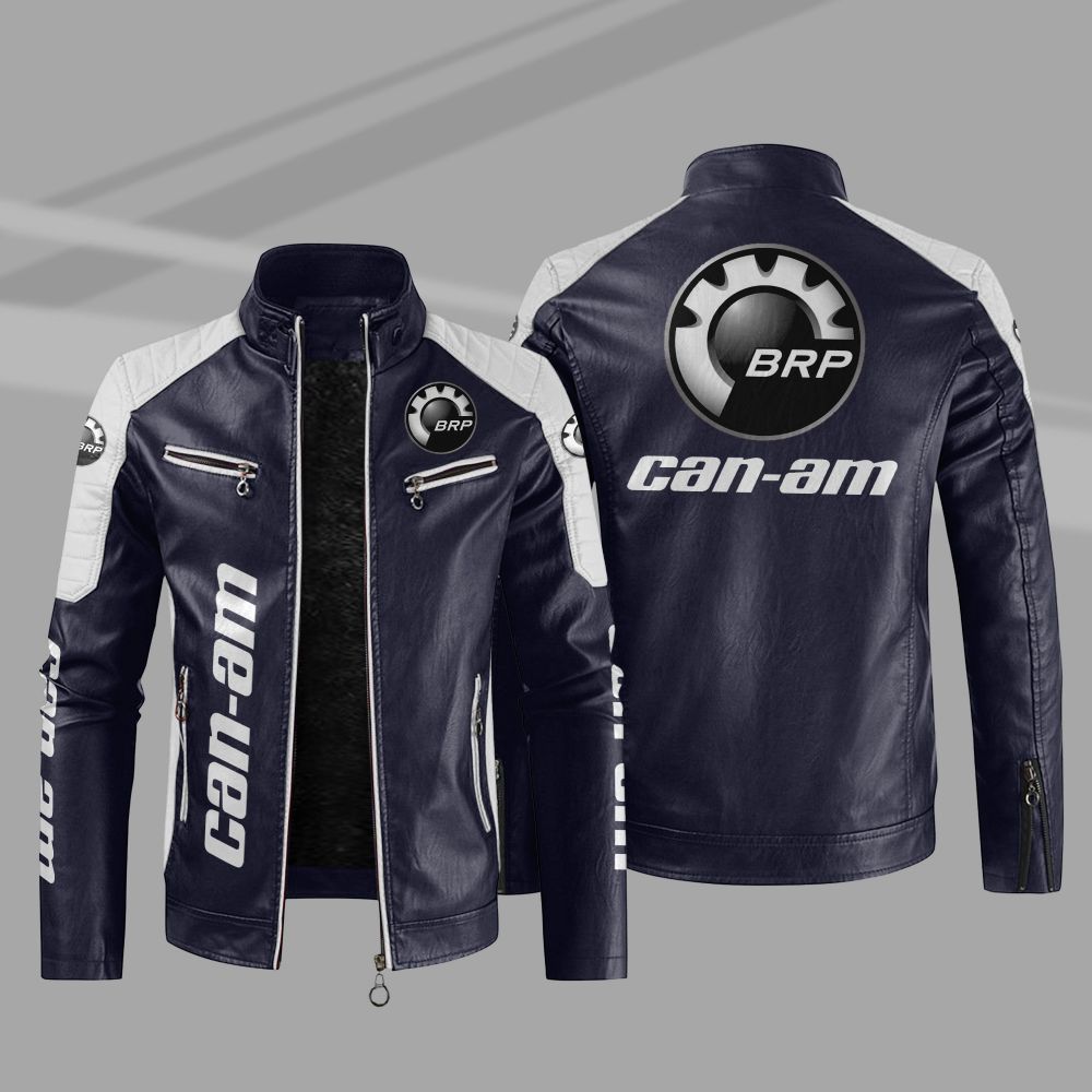 Can-Am Motorcycles Car Motor Block Leather Jacket 3 Can Am Motorcycles Car Motor Block Leather Jacket 1 2