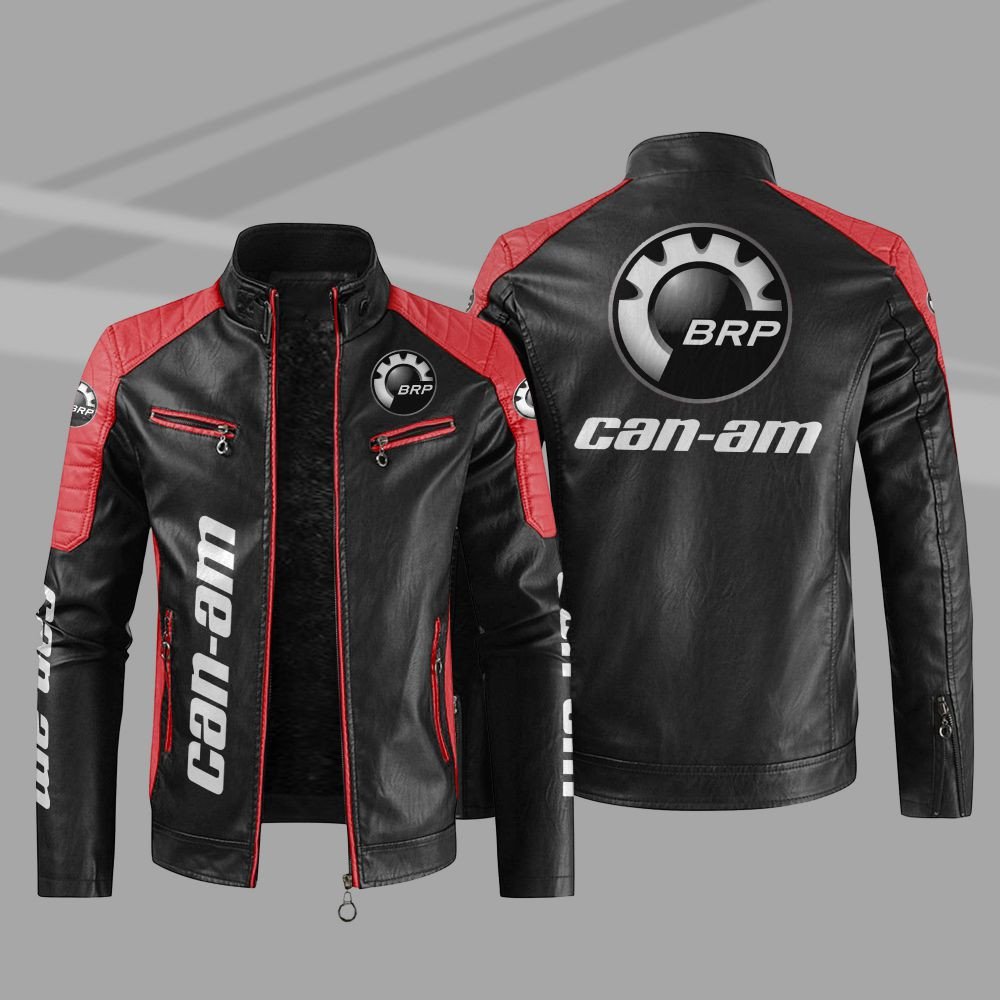 Can-Am Motorcycles Car Motor Block Leather Jacket 4 Can Am Motorcycles Car Motor Block Leather Jacket 1 2 3