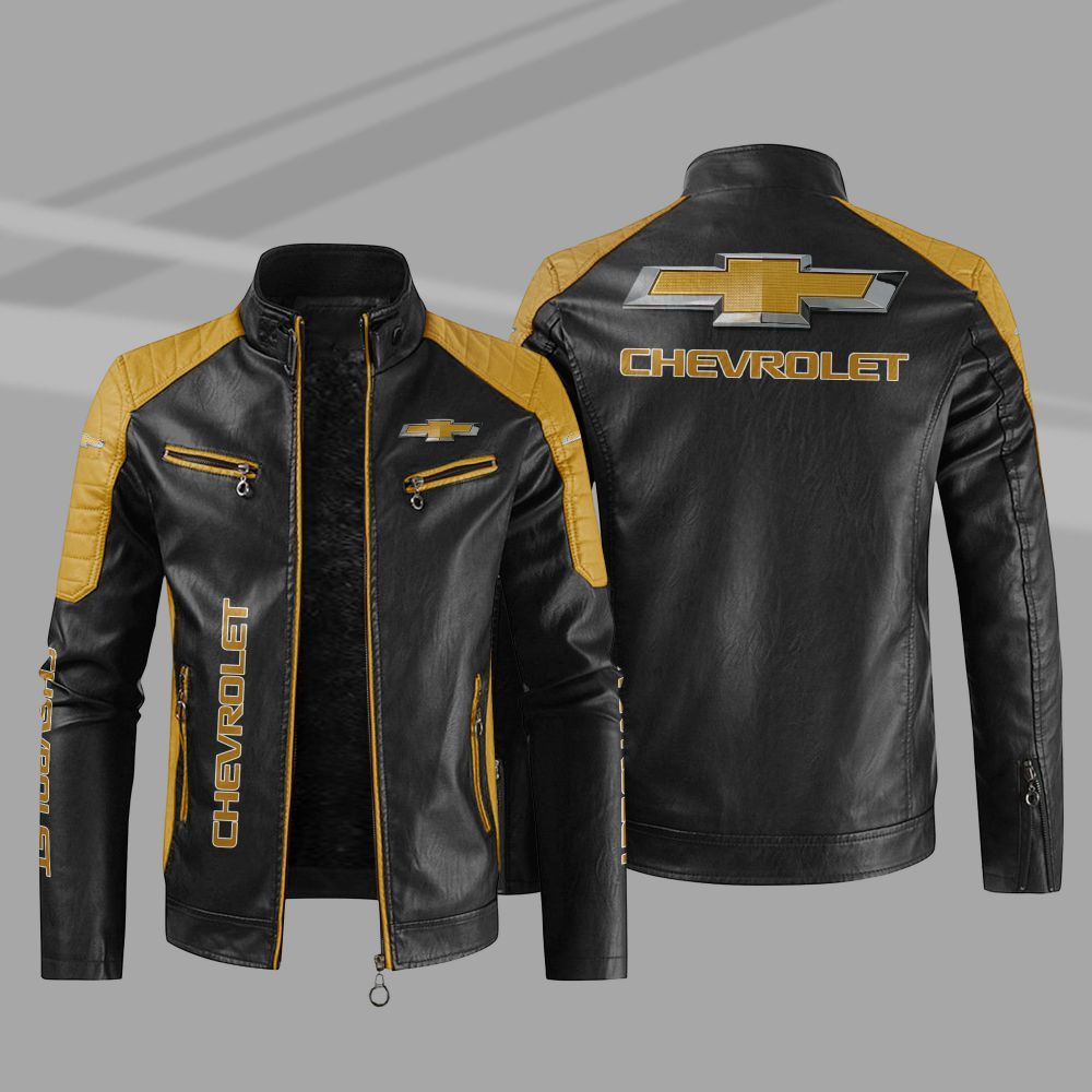 Chevrolet Car Motor Block Leather Jacket 1