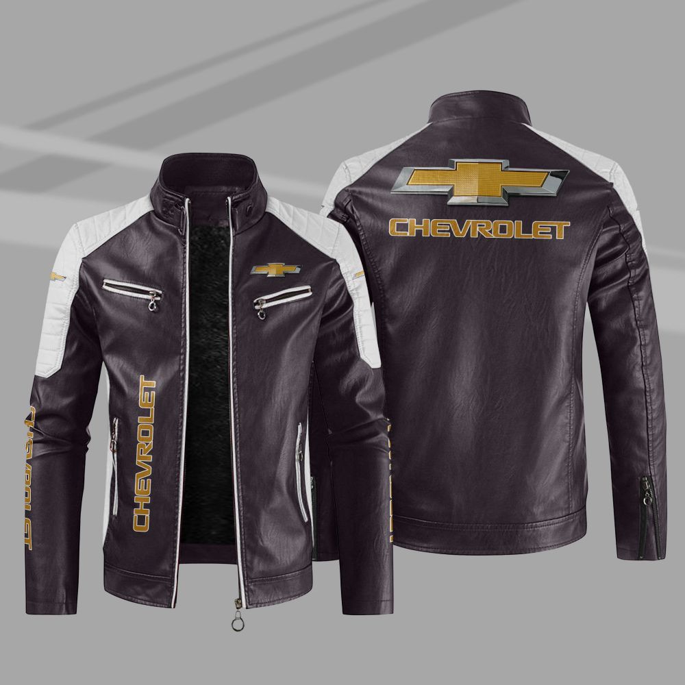 Chevrolet Car Motor Block Leather Jacket 5 Chevrolet Car Motor Block Leather Jacket 1 2 3 4
