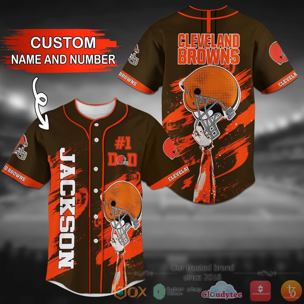 HOT Personalized Cleveland Browns National Football League Orange Brown Custom Baseball Jersey Shirt 3 Cleveland Browns NFL Personalized Orange Brown Baseball Jersey Shirt