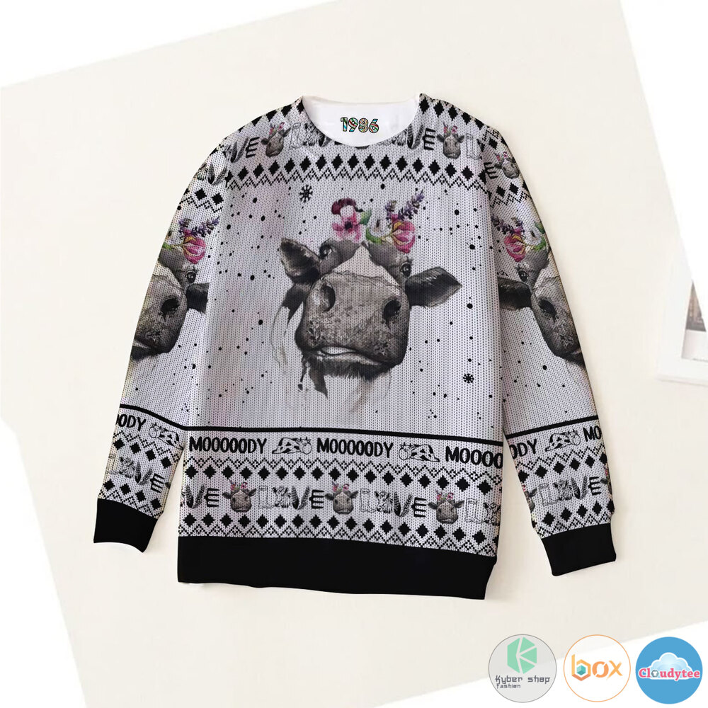 Cow Flowers Mooooody jersey shirt, hoodie 2 Cow Flowers Mooooody 3d shirt hoodie 1