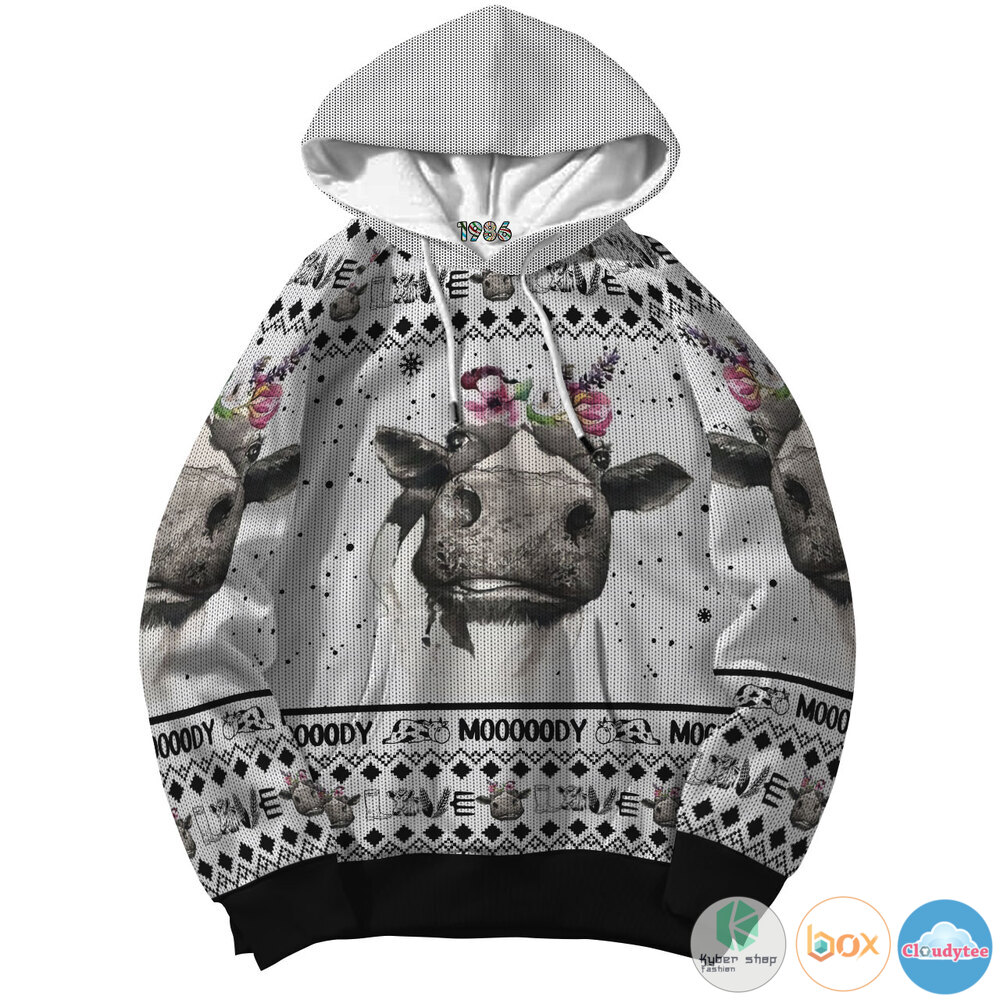 Cow Flowers Mooooody jersey shirt, hoodie 4 Cow Flowers Mooooody 3d shirt hoodie 1 2 3