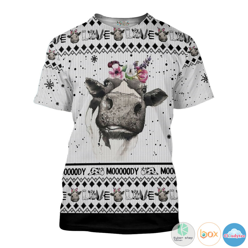 Cow Flowers Mooooody jersey shirt, hoodie 5 Cow Flowers Mooooody 3d shirt hoodie 1 2 3 4
