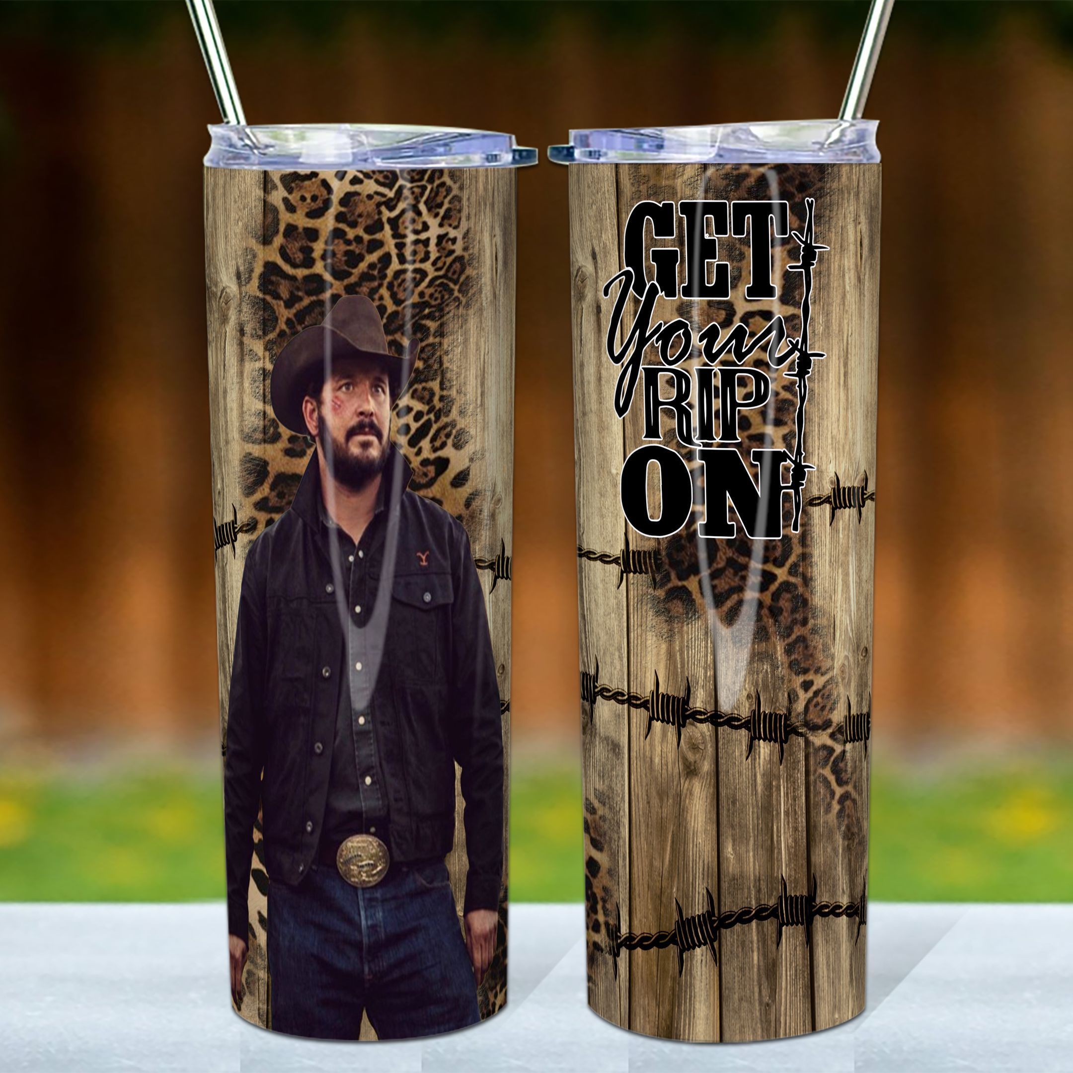 Cowboy Get Your Rip On Skinny Tumbler