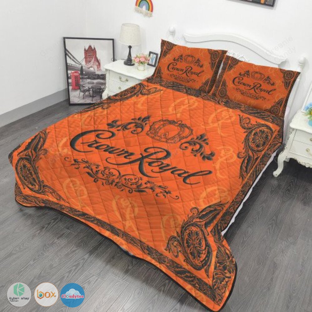 Crown Royal Peach Whisky CR orange Quilt Bedding Set 1