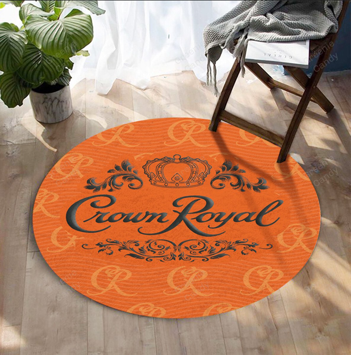 Crown Whiskey Peach Round Rug