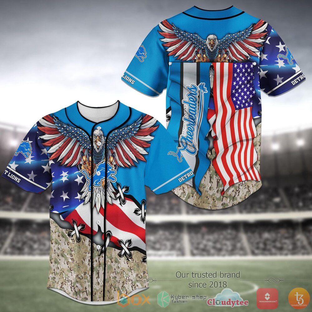 Detroit Lions NFL Baseball Jersey Shirt